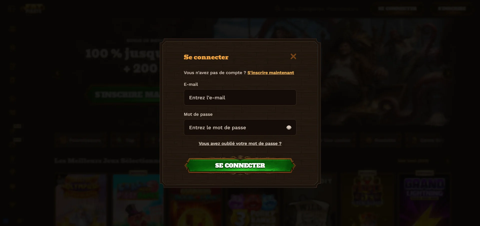 Fatpirate Casino page de connexion