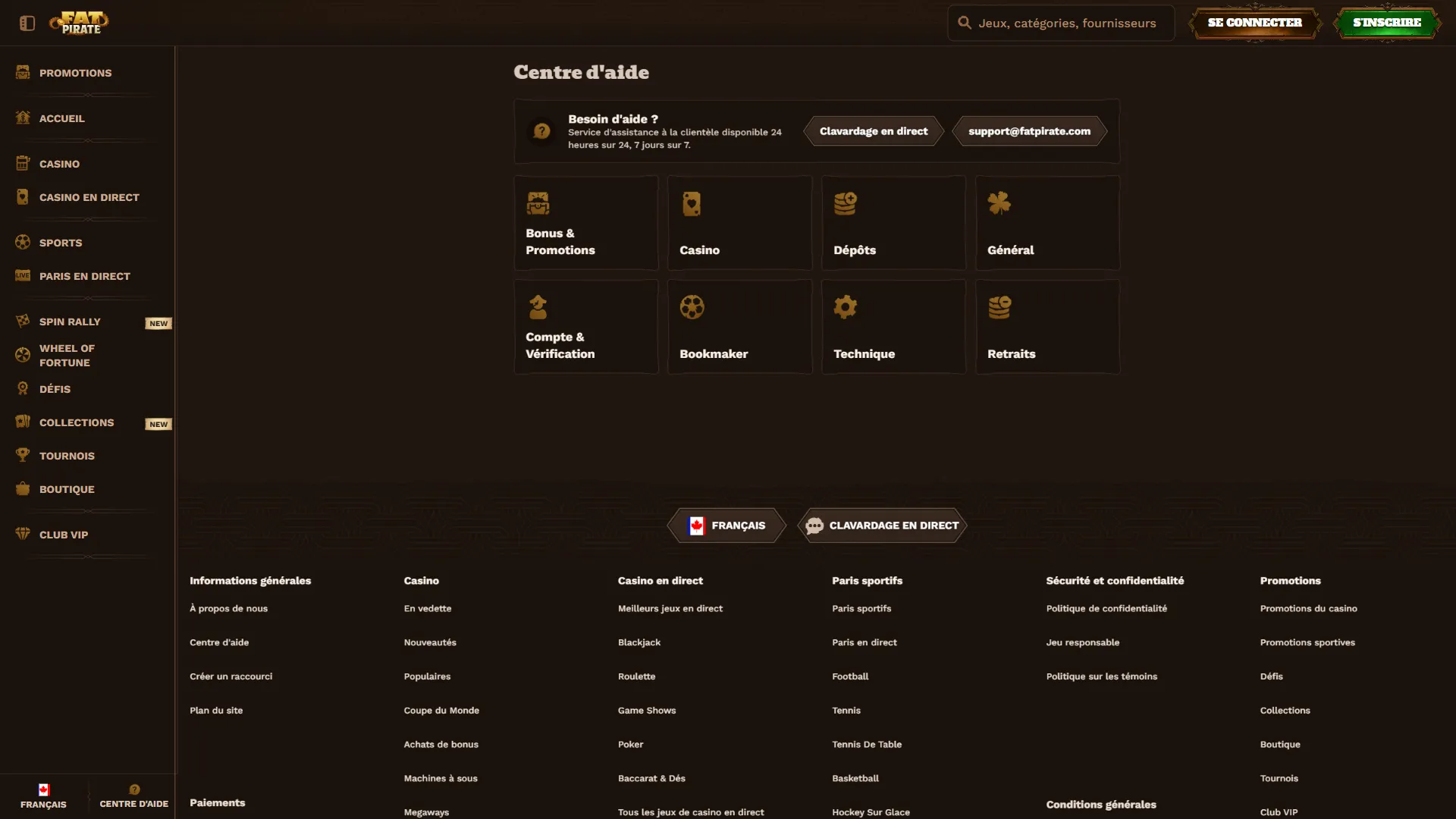 Fatpirate Casino service client